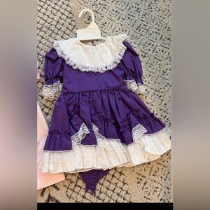 Vintage 90s Girls Dress ruffle lace purple size 2T NWOT